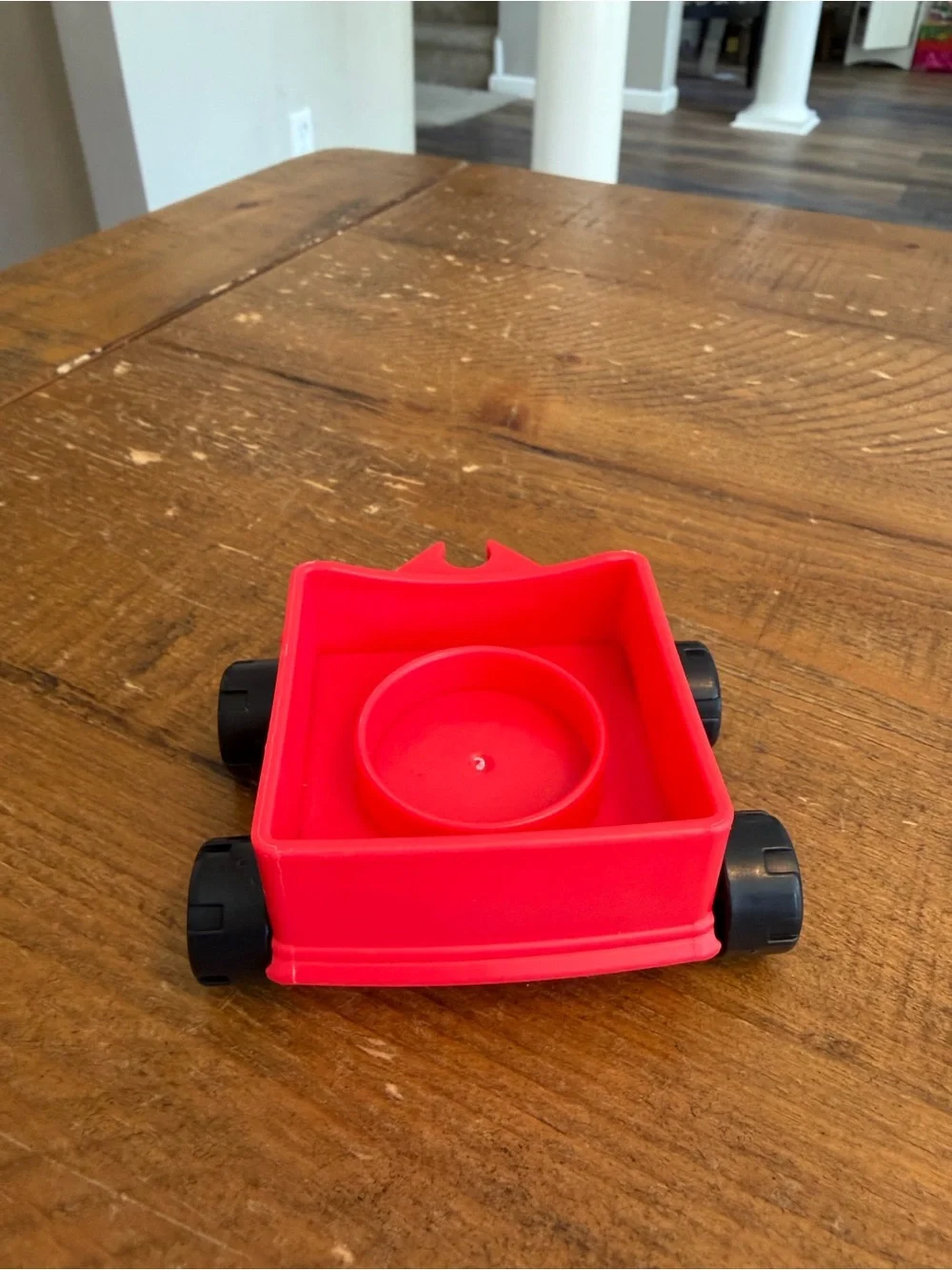 Fisher Price Little People Red Trailer Cart Wagon Part With Black Wheels as is